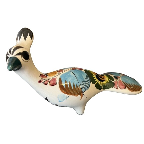 Handmade Mexican Peacock Ceramic Folk Art Figurine 8" Vintage Estate - Picture 1 of 12